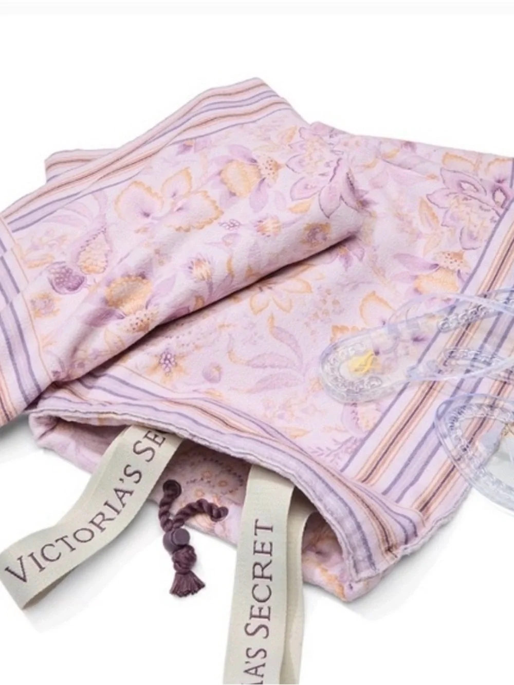 NWT Victoria's Secret 2 in 1 Lilac Purple Floral Towel Drawstring Backpack